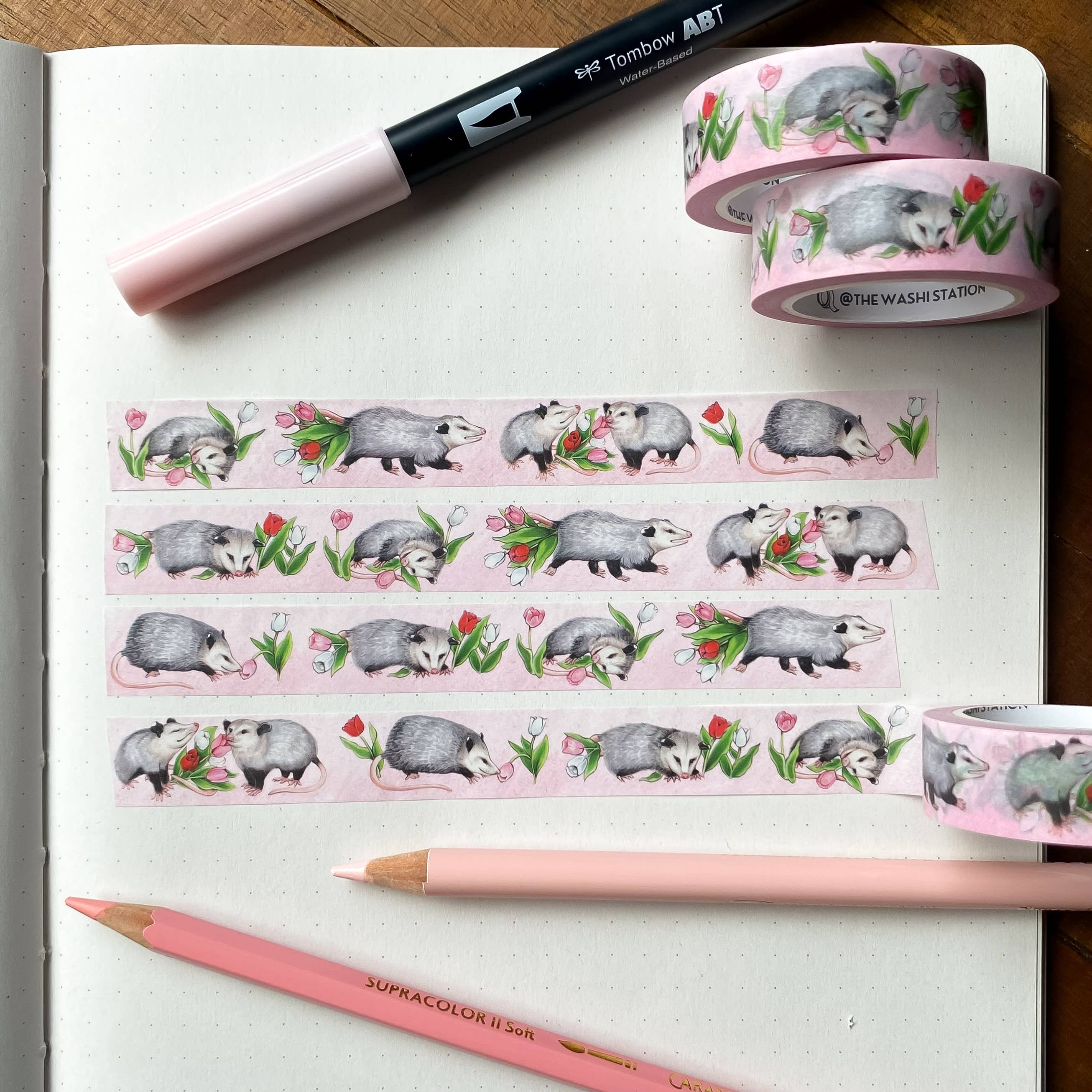 Allison Stoiser Art – Engroshandel Washitape – Opossums og tulipaner Washi Tape1