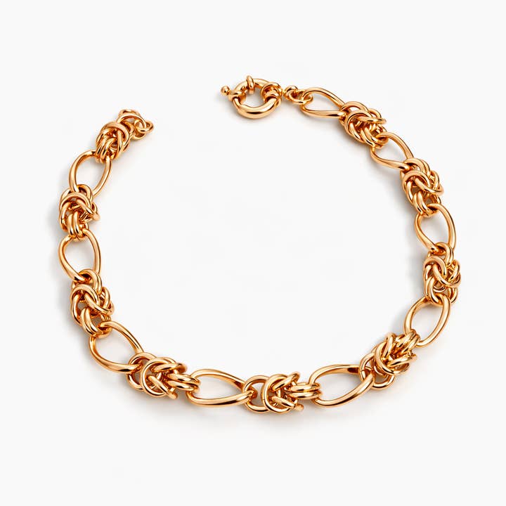 18k Gold Plated Brass 21 cm 8 mm Chain Bracelet | Wholesale for wholesale by DV Jewel
