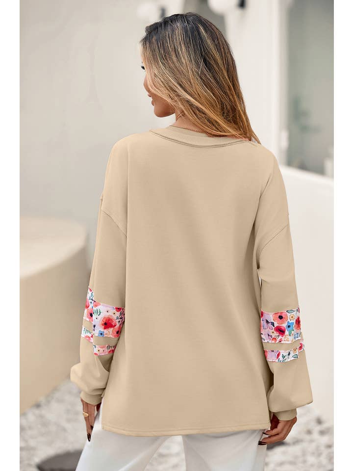 Little Daisy Closet - Wholesale Sweatshirt - Women's - LDC Rose Floral Applique Pullover Sweatshirt| S-4X9