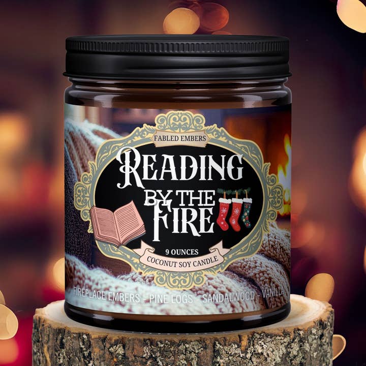 READING BY THE FIRE | Book Lovers Holiday Candle | SEASONAL for wholesale by Fabled Embers