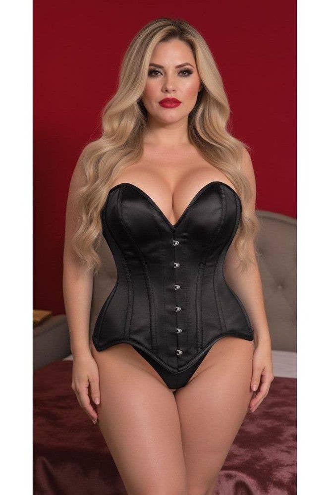 Daisy Corsets - Venta al por mayor Corsé - Mujer - Corsé sobrebusto deshuesado de acero satinado negro con cajón superior1