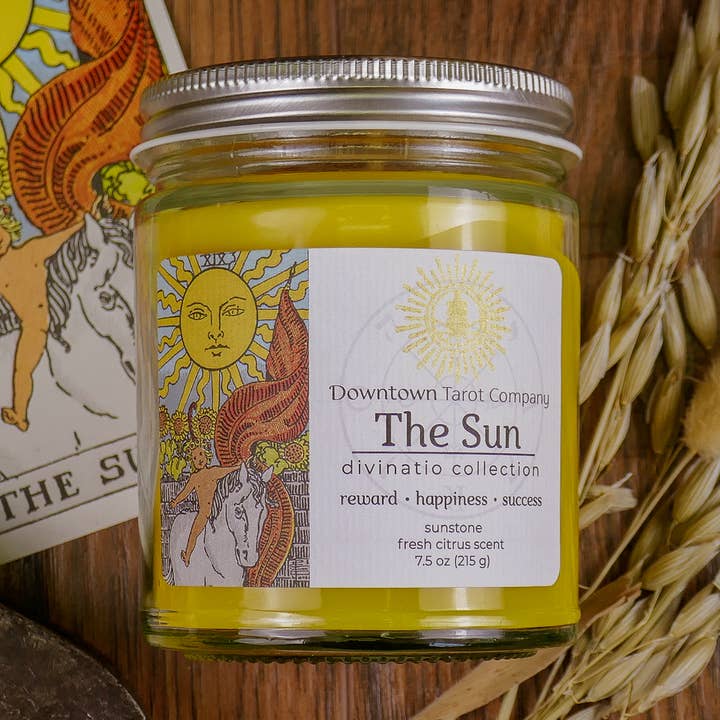Tarot Candle - The Sun for wholesale by Downtown Tarot Company