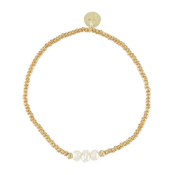 Tredobbelt Perle med Sølv & Guld Seedperle Armbånd-12stk for engroshandel hos World End Imports Jewelry & Gifts