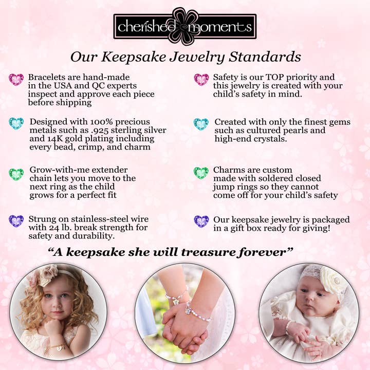 Cherished Moments - Wholesale Beaded Bracelet - Kids - Girls Sterling Silver Pink Pearl Baby & Children's Bracelet