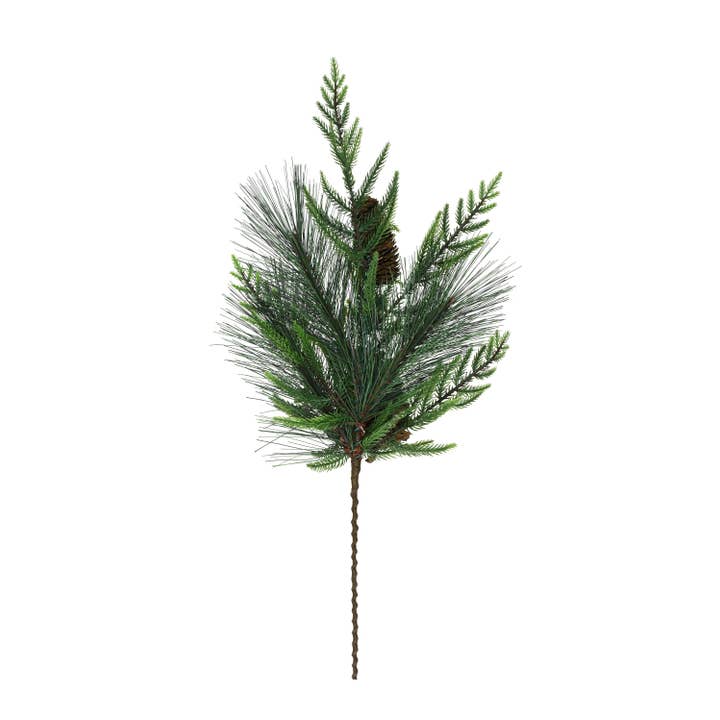 Starlight Collection – wholesale Artificial plant – Green Scottish Pine Spray with Pinecones2