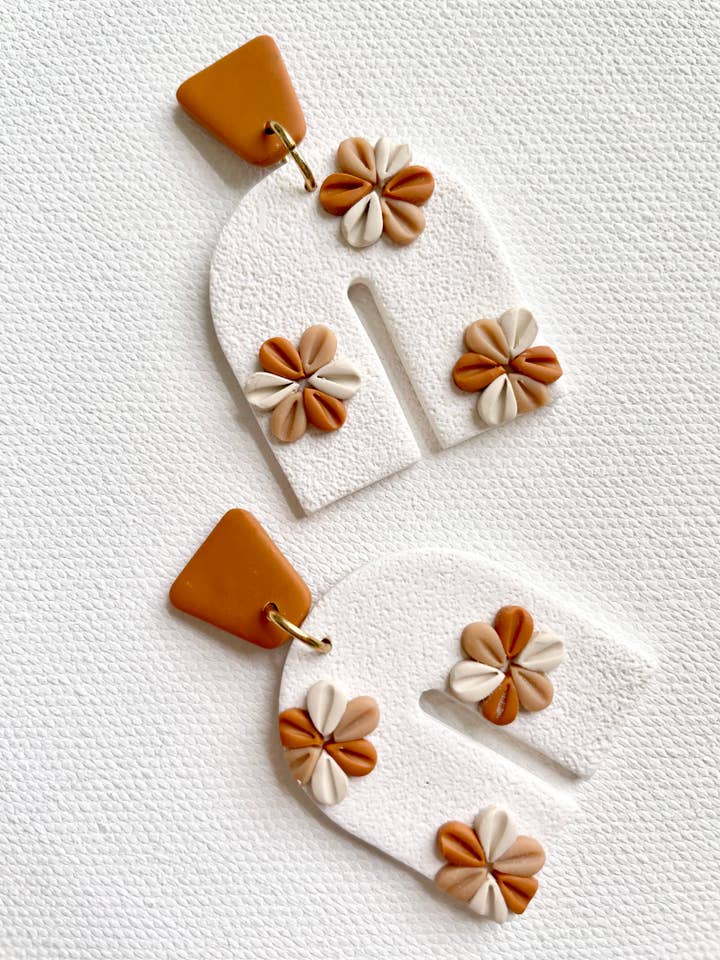 Neutral Flower Petal Arch Polymer Clay for wholesale by Hooks and Clay