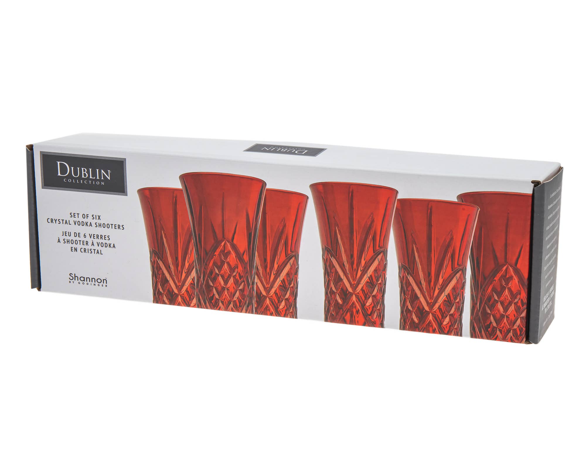 Godinger - Vente Verre à shooter - Ensemble de six verres à shot Dublin Red - Holiday1