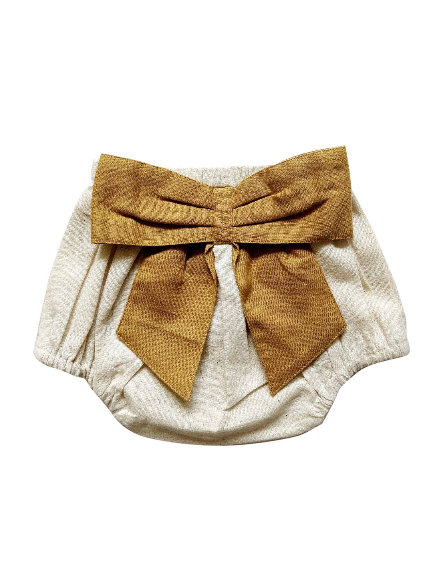Yo Baby - Wholesale Underwear/Diaper Cover - Baby - Set of 3 - Ivory Diaper Covers with Contrast Bows in Sage, Ochre & Burgundy.2