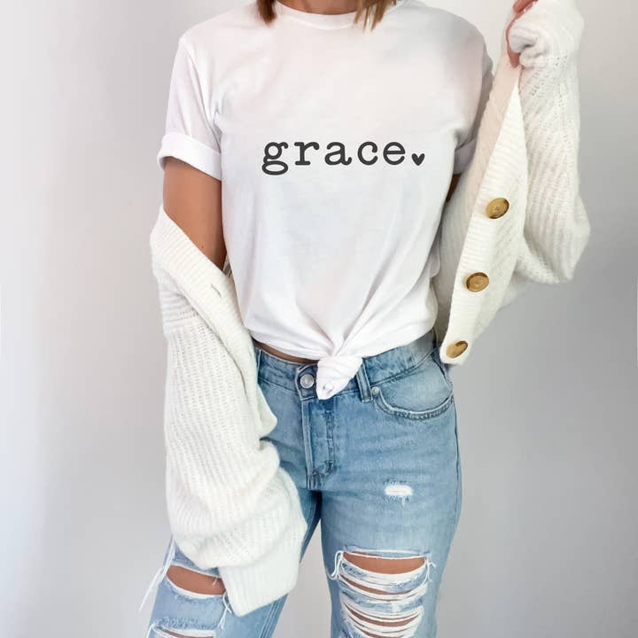Grace Heart Bella Canvas Graphic Tee - T-Shirt for wholesale by Hope Journey Tees