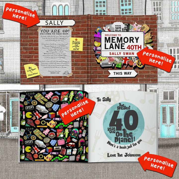 Personalised 'Memory Lane' 40th Birthday Book for wholesale by From Lucy and Co