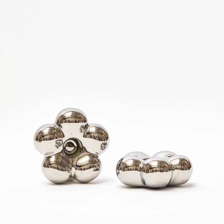 Choice Blooms - Wholesale Candle Holder - Chrome Flower Set1