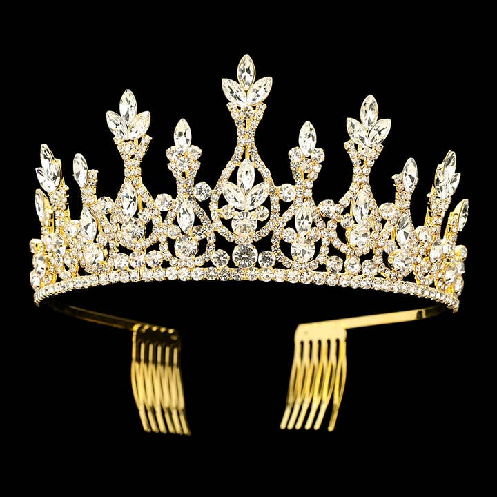 Sensibling Corp. - Wholesale Tiara - Women's - Marquise Stone Cluster Embellished Royal Crown Princess Tiara3