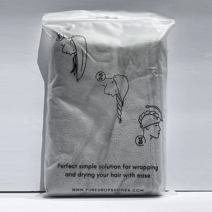 Pure Drop - Wholesale Hair Towel/Wrap - Microfiber Twisted Hair Towel - Grey4