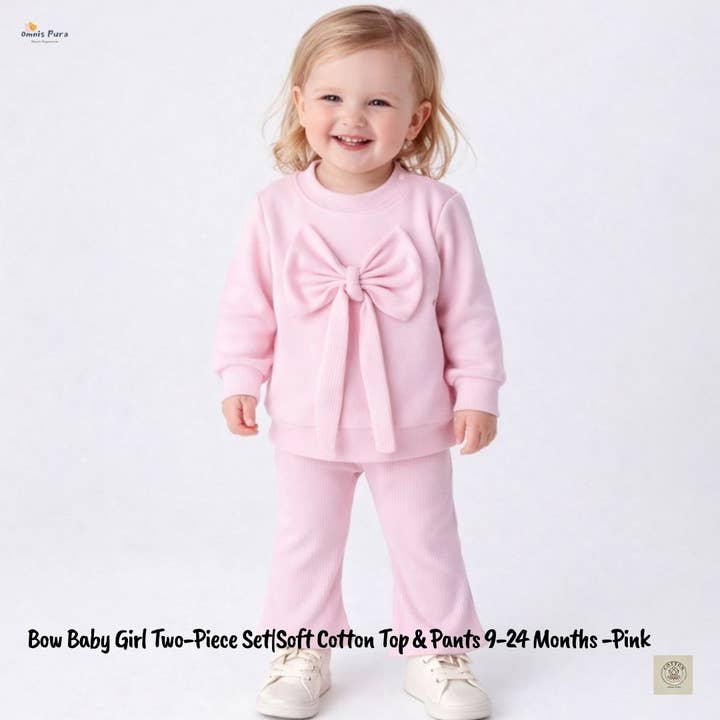 Baby Girl Bow Flared Pants Set 9-24M for wholesale by Omnis Pura