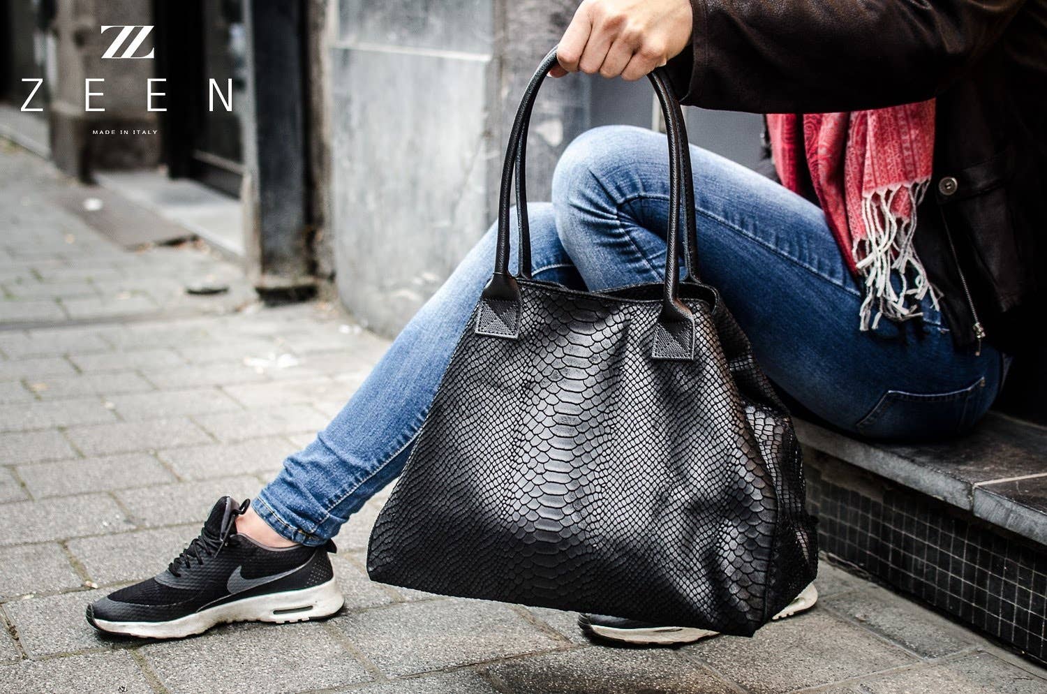 ZEEN - Venta al por mayor Bolso con correa - Mujer - Bolso de cuero LOLA Nero Lucido4