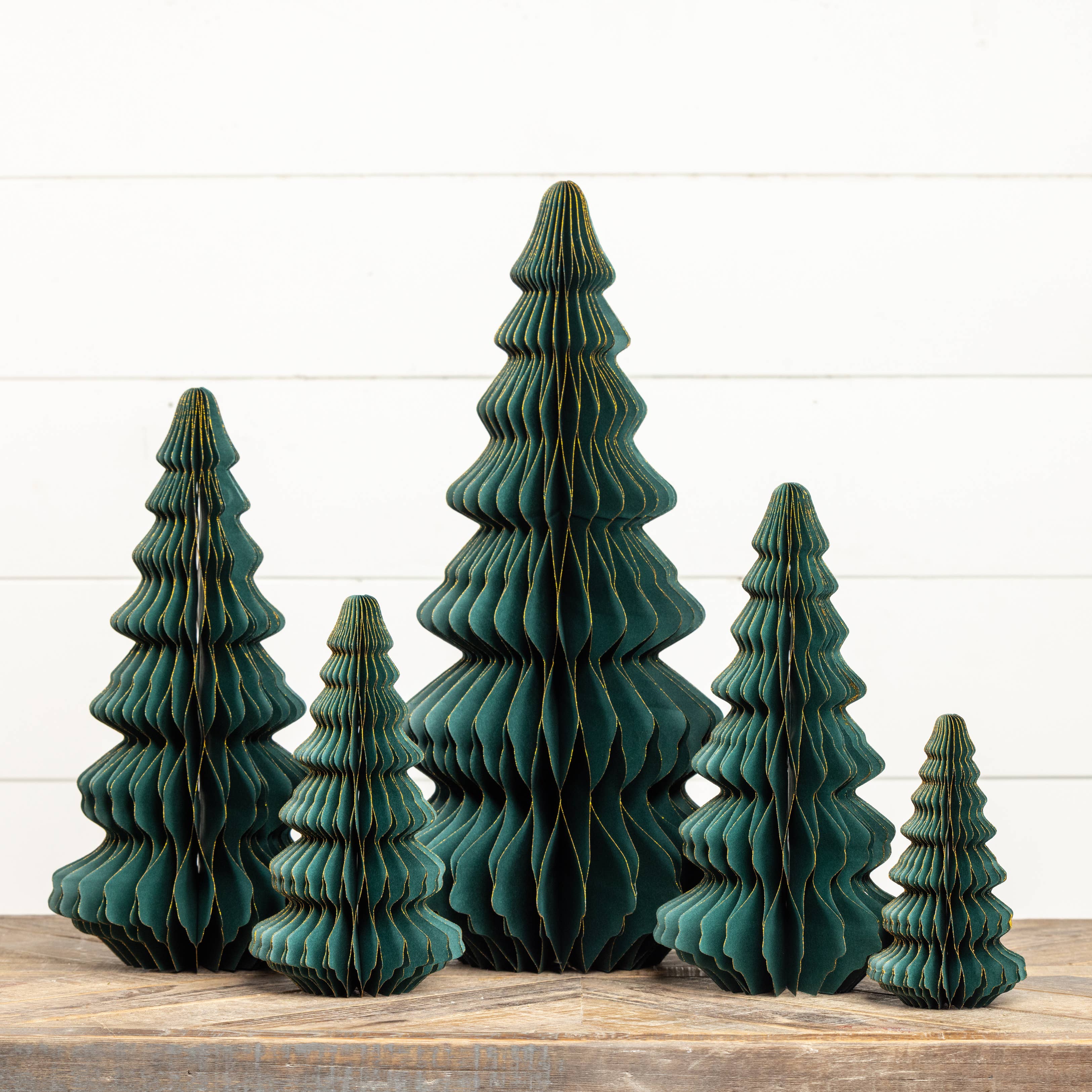 Ragon House - Wholesale Decorative Tabletop Object - 10" EMERALD GREEN W/ GOLD TRIM PAPER TREE2