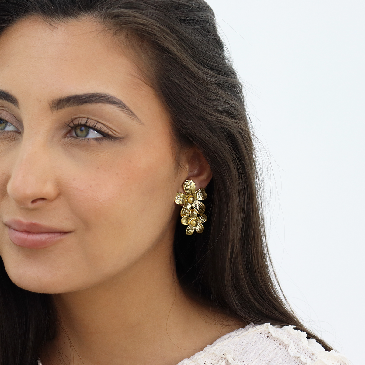 KARINE SULTAN - Wholesale Clip-On Earrings - Statement Flower Drop Clip-On Earrings for Stylish Looks1
