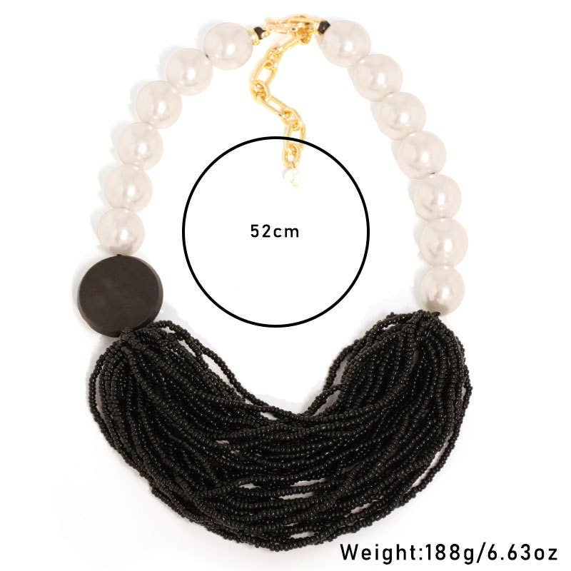 PEACH ACCESSORIES - Wholesale Beaded/Pearl Necklace - Seed Bead Necklace with Large Faux Pearls NEK5445