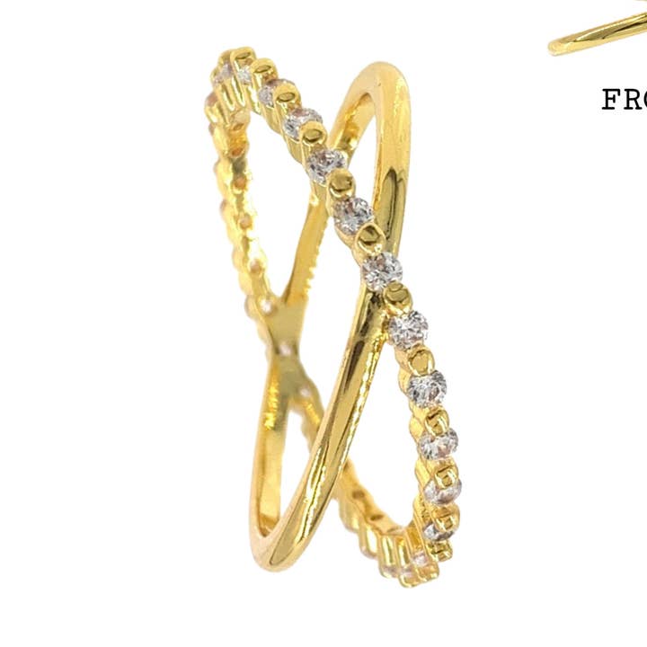 Bague tendance en laiton avec zircone cubique pour la vente par Nisso & Co. NYC Jewelry Wholesale