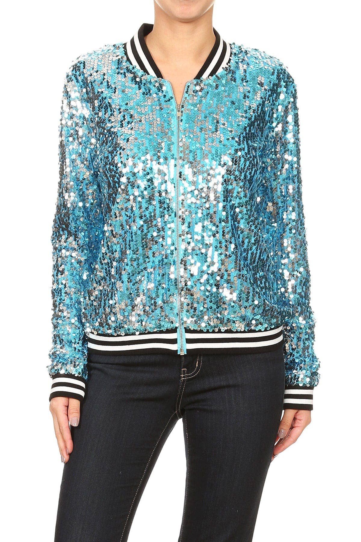 Anna Kaci Wholesale - Vente Bombers – femme - Blouson aviateur zippé à sequins24