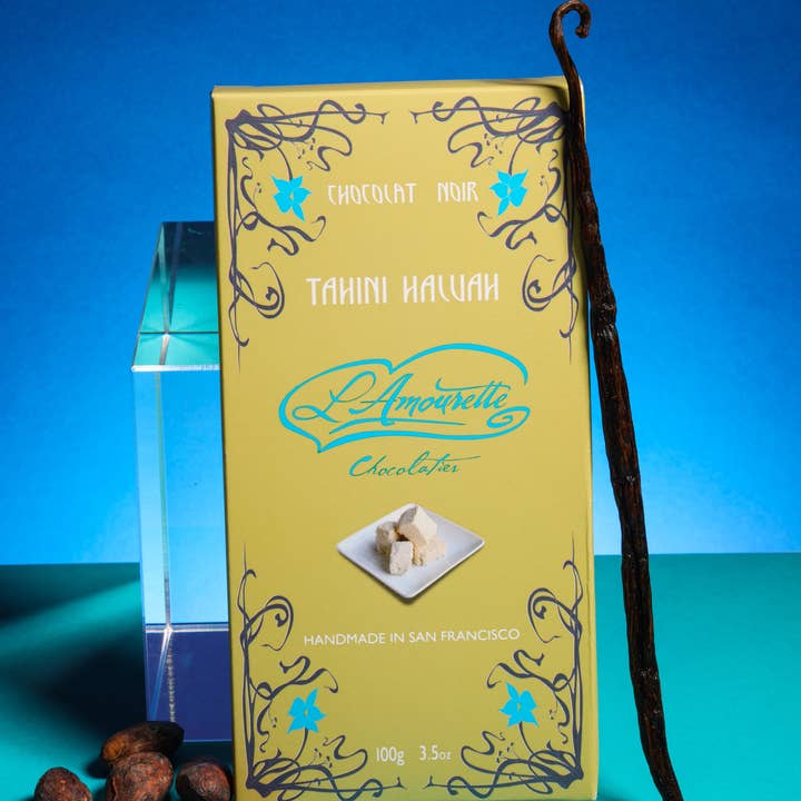 72% Dark Chocolate with Tahini Halvah for wholesale by L'Amourette Chocolat