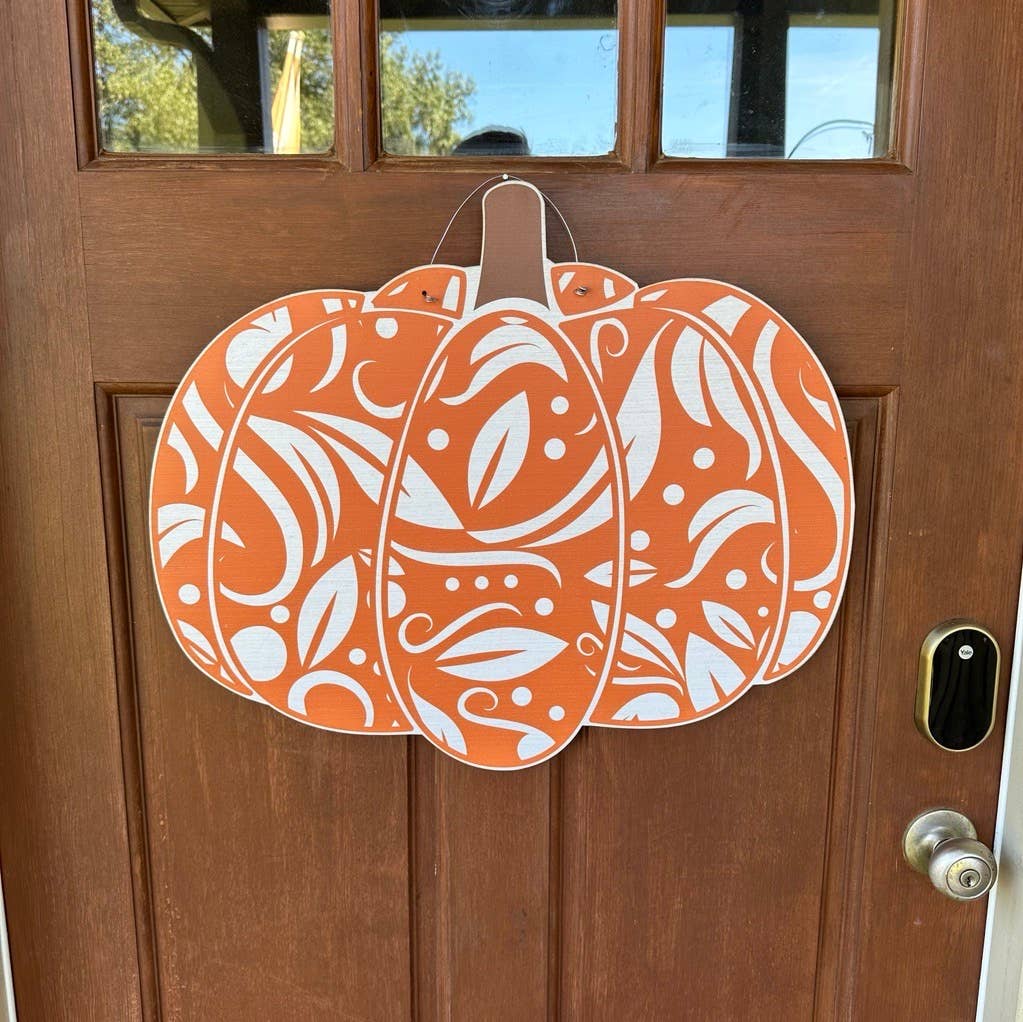 Birch and Boulder LLC - Wholesale Door Hanger - Filigree Pumpkin Door Hanger