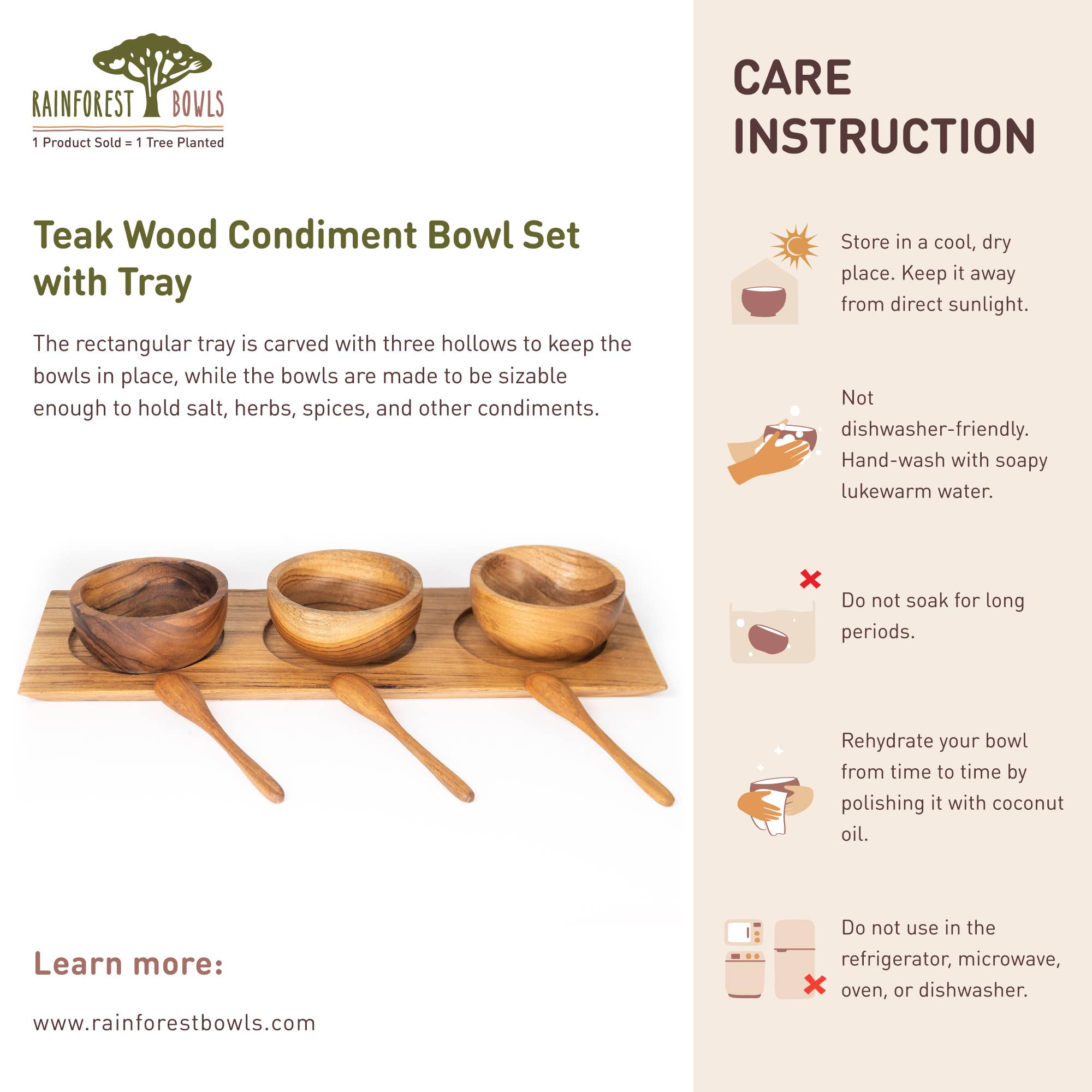 Rainforest Bowls – wholesale Condiment/dip bowl – Teak Wood Condiment Dipping Bowl Set with Tray8