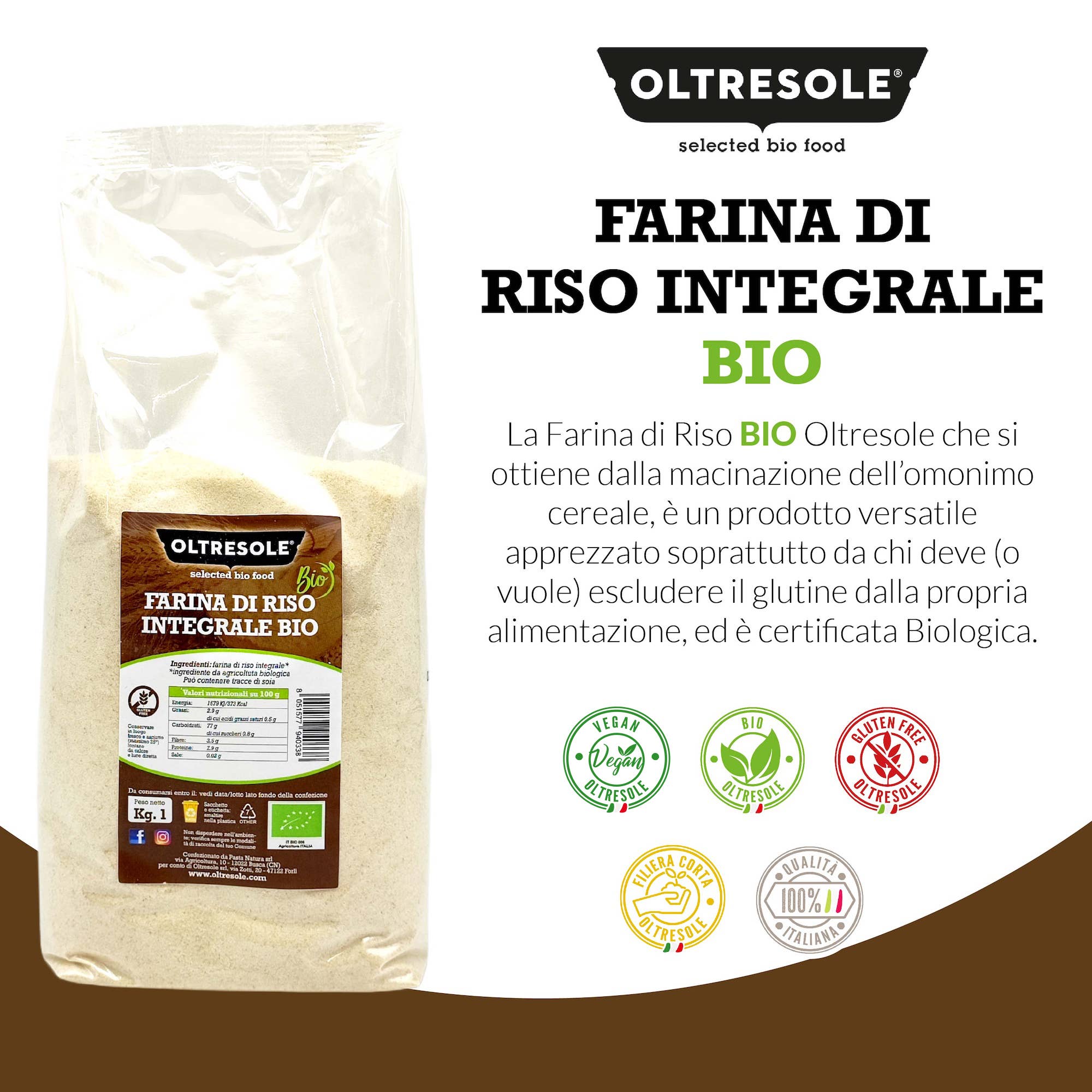 Oltresole - Wholesale Rijstmeel - BIO VOLKOREN RIJSTMEEL 1 kg3