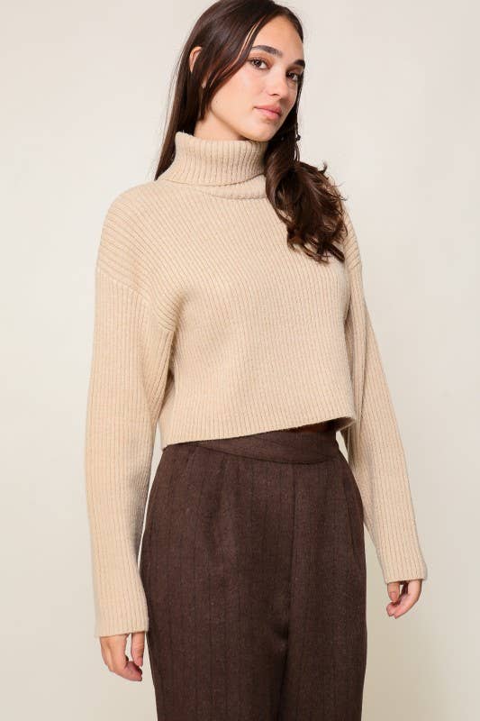OATMEAL Mock Neck Layer Me Fall Sweater for wholesale on Faire3