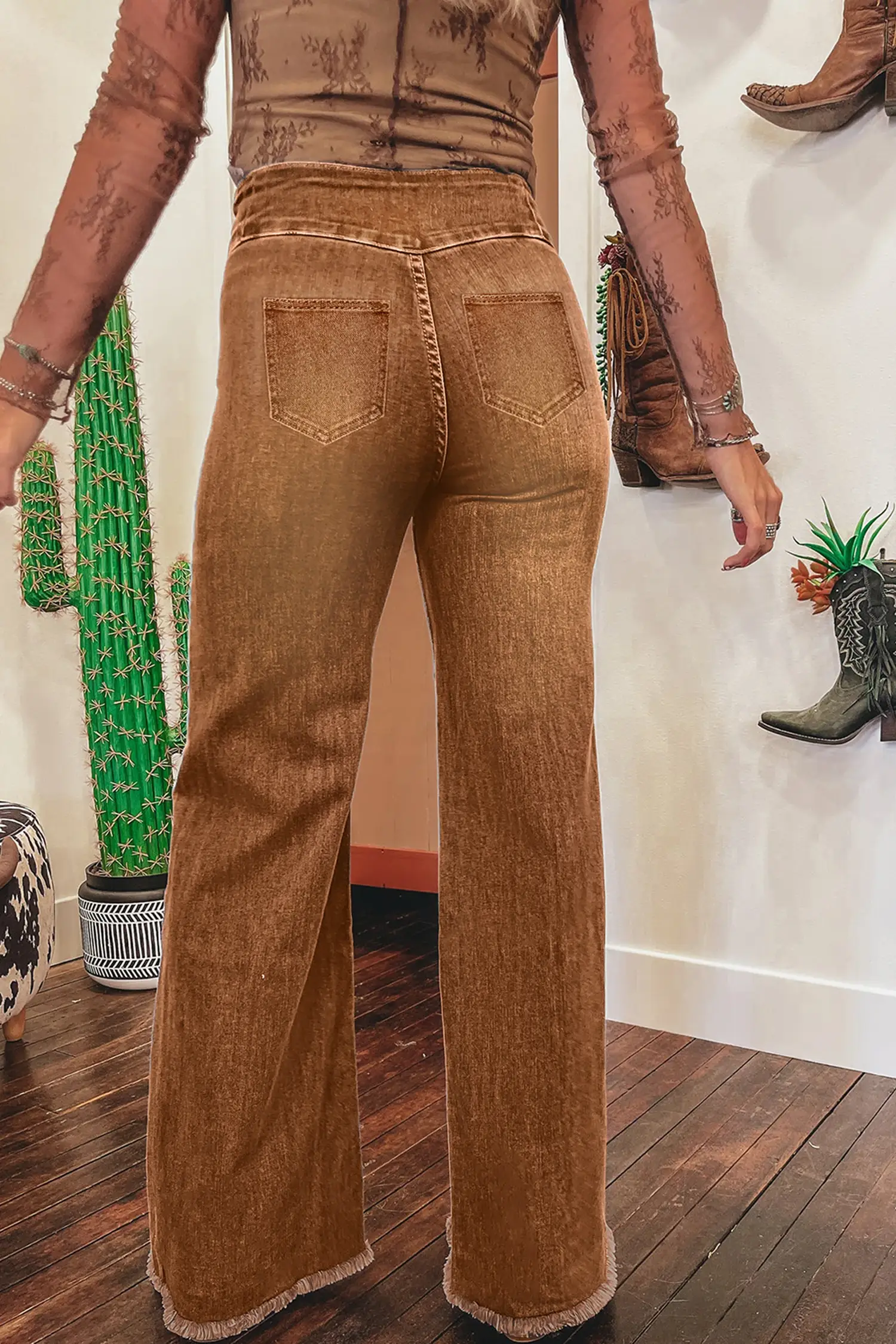 FULL TIME PURCHASE - Wholesale Jeans - Women's - High Waist Button Fly Seamed Raw Hem Flare Jeans4