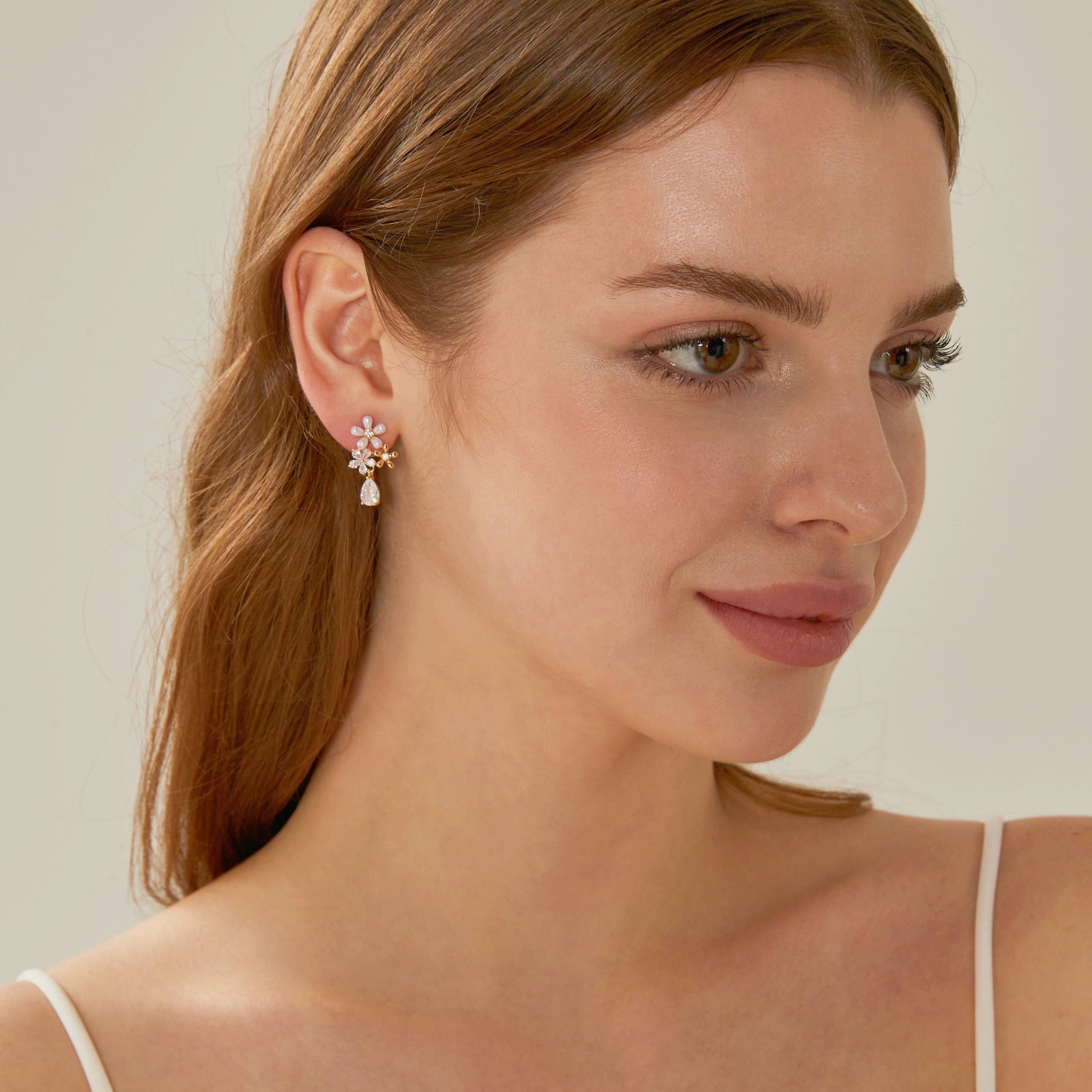 Drrtymagic - Wholesale Dangle Earrings - Freshwater Pearl Drop Earrings,Flower Pearl Dangle Earrings6