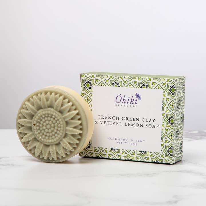 Fransk grön lera & Vetiver Citrontvål för wholesale av Okiki Skincare