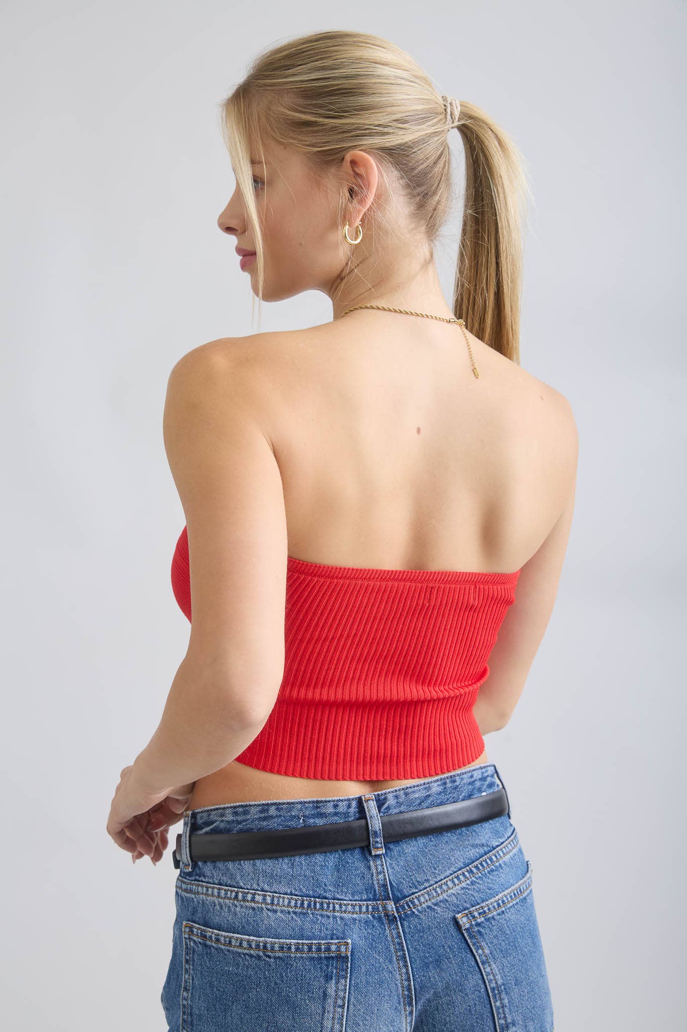 The Workshop Studio - Wholesale Knit Top - Women's - STRAPLESS TWIST FRONT KNIT CROP TOP (PRE-ORDER)1