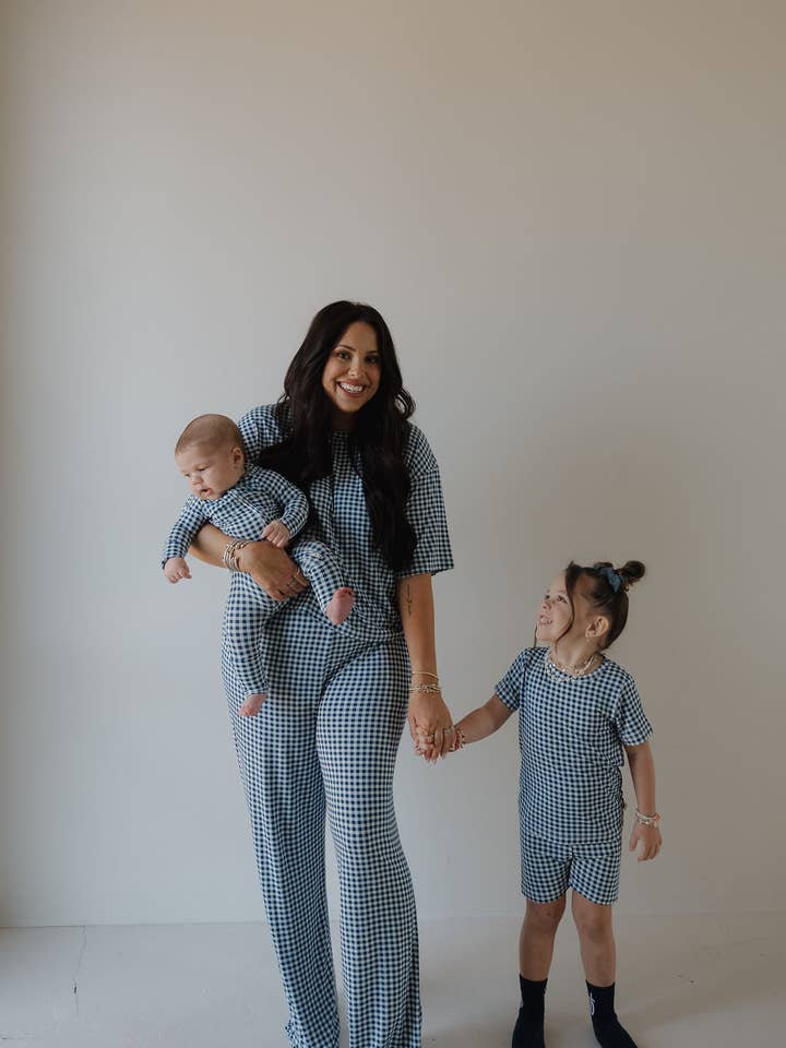 Forever French Baby - Wholesale Sleepsuit - Baby - Bamboo Zip Pajamas | Blue Gingham11