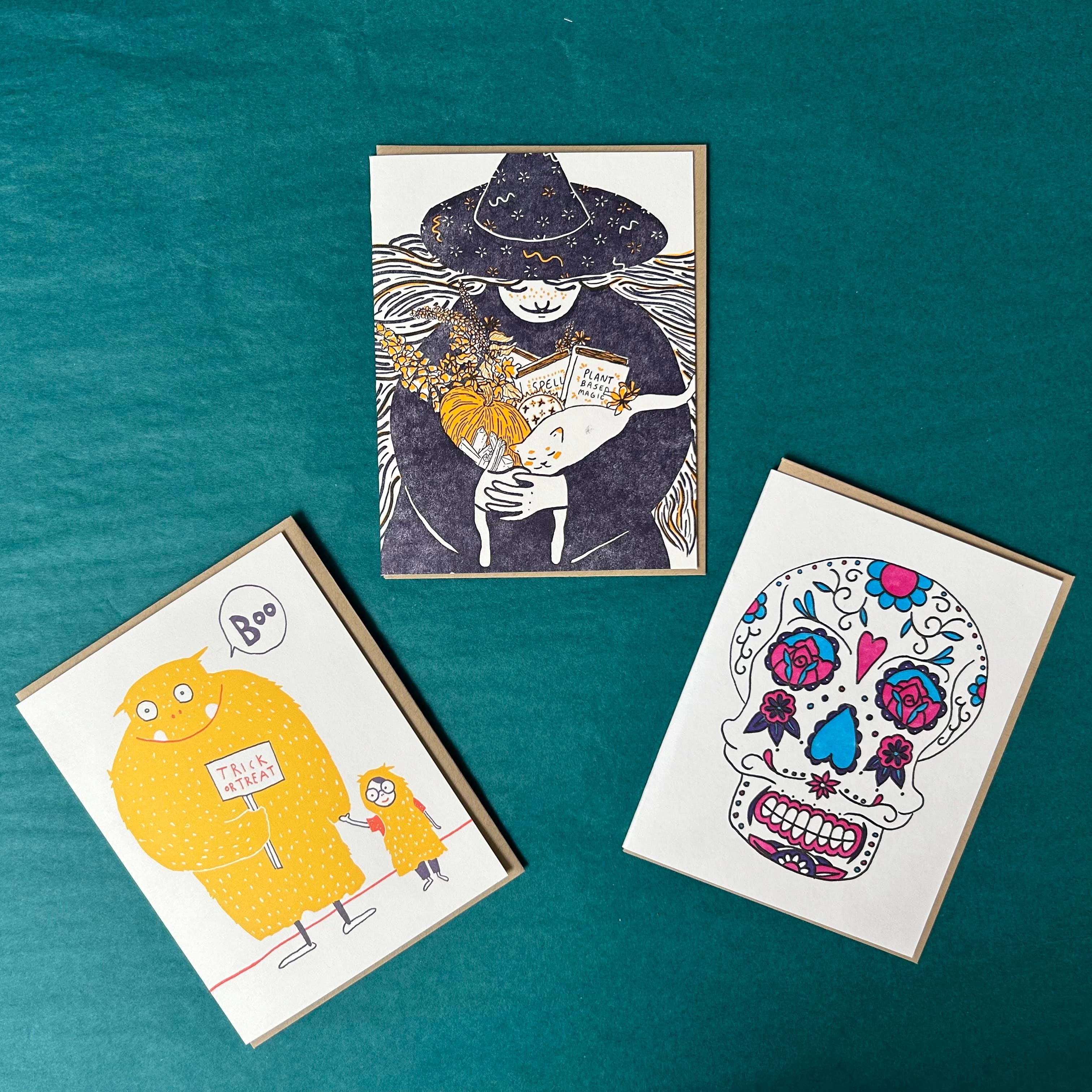 folio press & paperie - Wholesale Halloween Card - Witch - Letterpress Halloween Greeting Card2