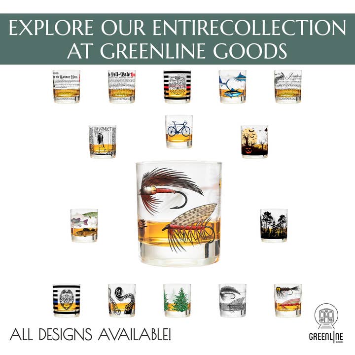 Greenline Goods - Wholesale Cocktail/Liquor Glass - Fly Fishing Lures Whiskey Glass Set8