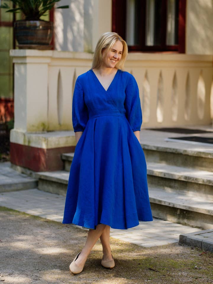 Wrap Gaia Dress, 3/4 Sleeve for wholesale by Son de Flor