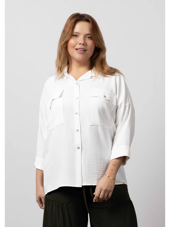 255013 - Blouse in plain fabric Spring Summer Collection Plus Sizes for wholesale by Teresa Cardoso Oliveira