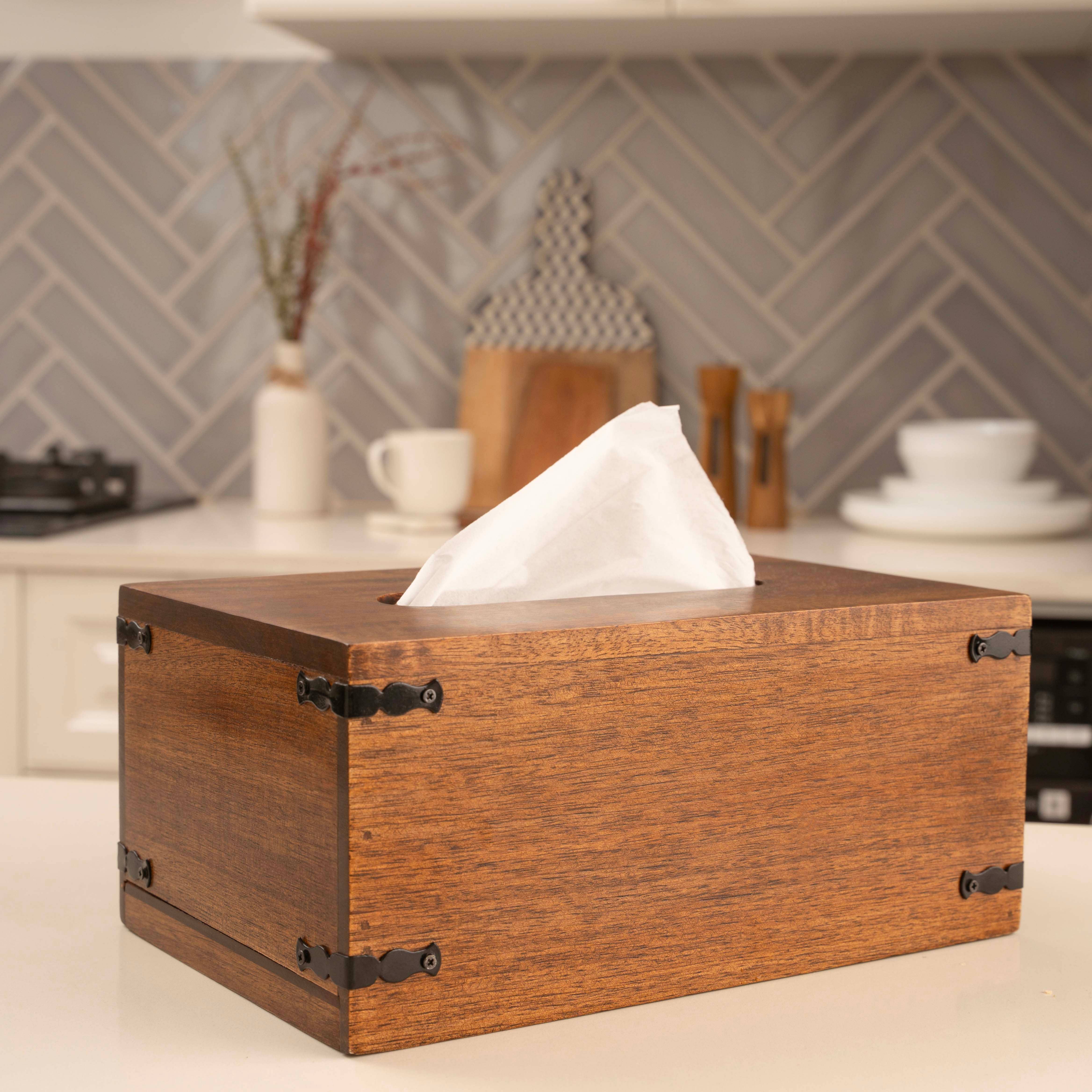 LuxeDesigns Co LLC - Wholesale Tissue Box - Rustic Natural Mango Wood Tissue Dispenser - Rectangle7