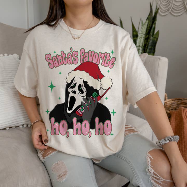Ghostface Julemandens foretrukne Ho Holiday Shirt for engroshandel hos PJ AND CO