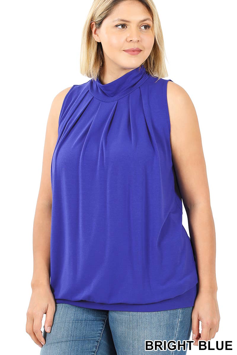 BUTTERORANGE-108508 ...SI-15592 PLUS SIZE HØJHALSET PLISSERET TOP for engroshandel på Faire2