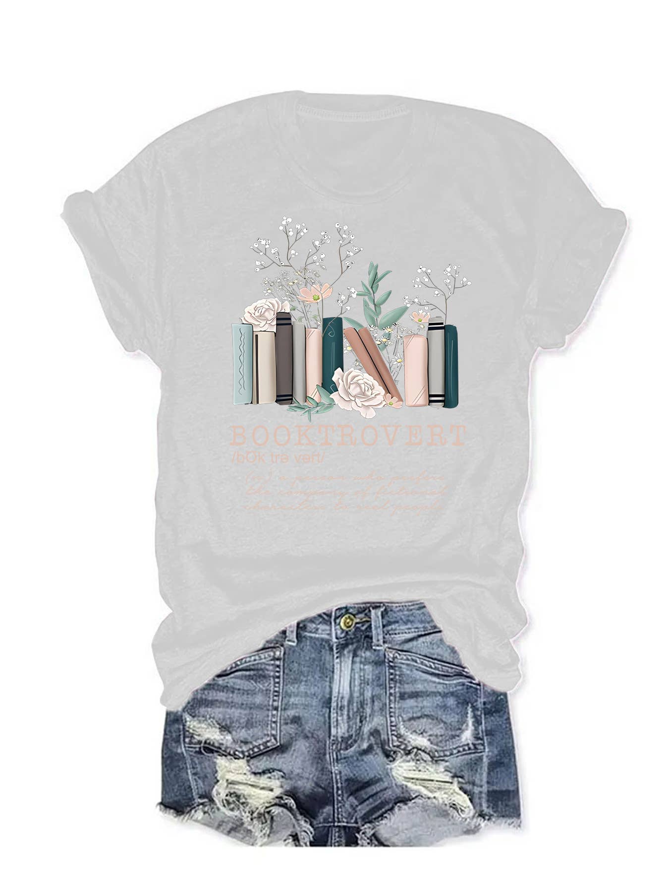 Rosa Clothing - Vente T-shirt sérigraphié – femme - T-shirt graphique Booktrovert à manches courtes et col rond9