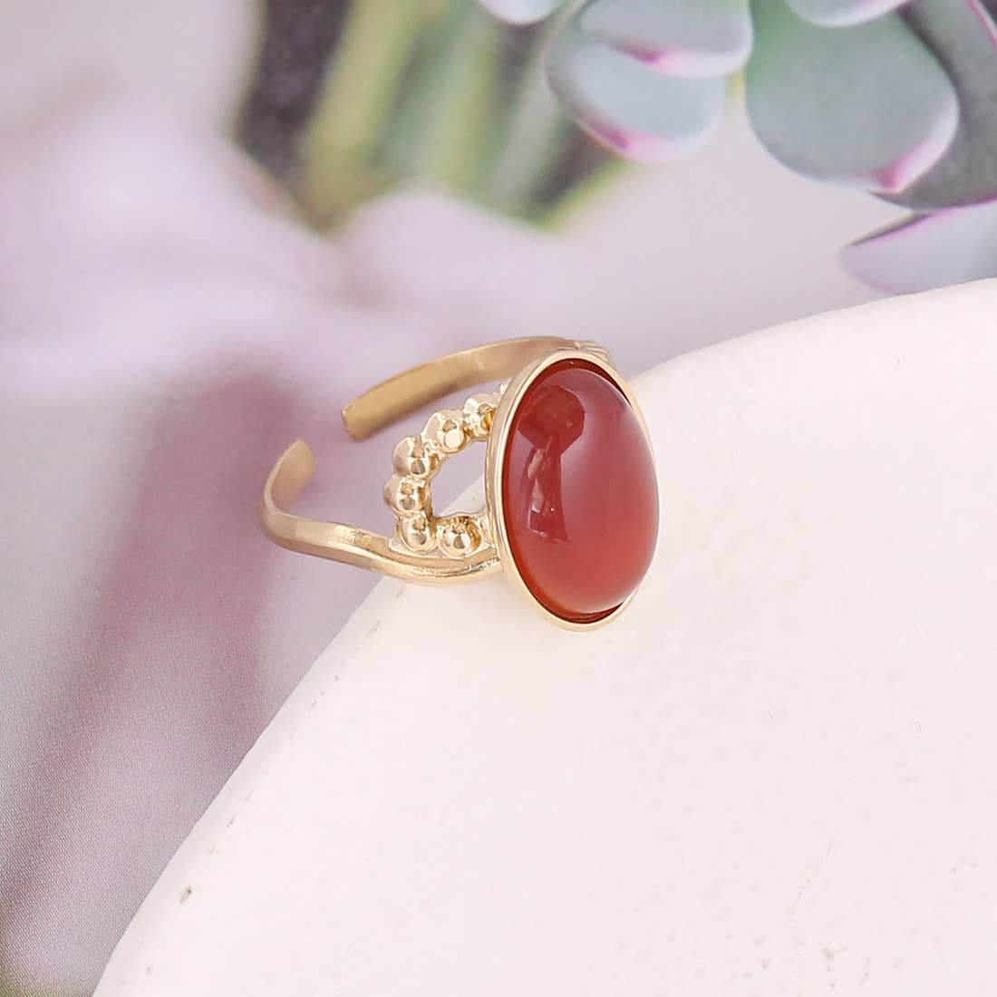 Mio Queena - Wholesale Single Stone/Solitaire Ring - Stainless Steel Inlaid  Stone Gold-plated Rings - FGS/CS16