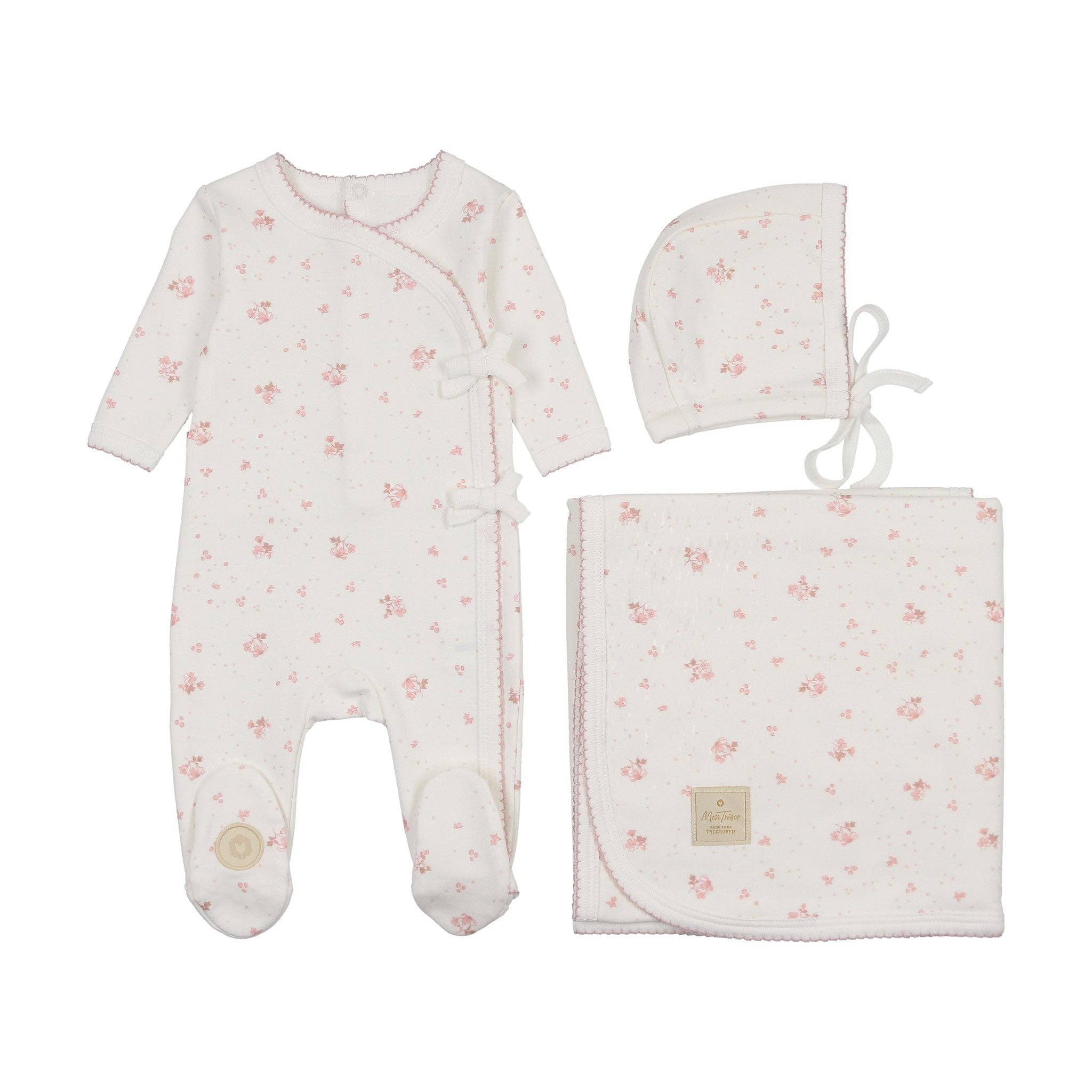 Mon Tresor Bebe – wholesale Clothing set – Baby – Scattered Blossoms Layette Set9