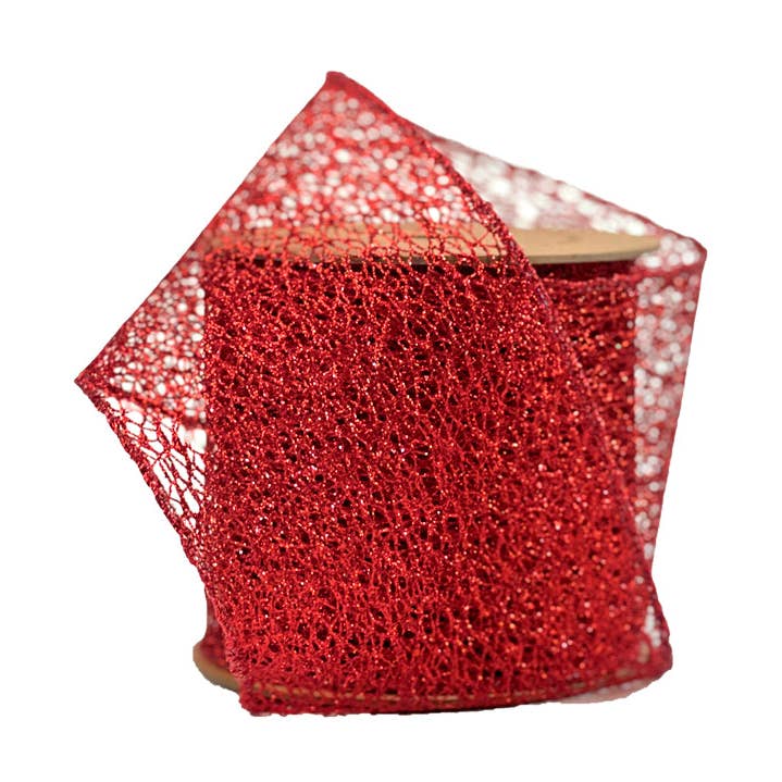 3" Mesh Wired Ribbon | Red | 10 Yard Roll
for wholesale by LA Ribbons Wholesale