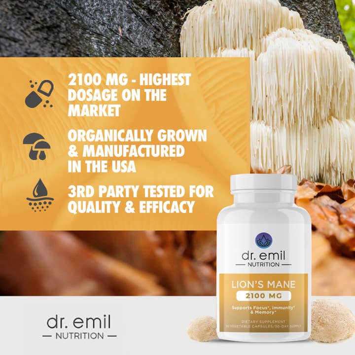 Dr. Emil Nutrition – Großhandel Nahrungsergänzungsmittel/Vitamin zum Einnehmen – Lions Mane Pilzkapseln