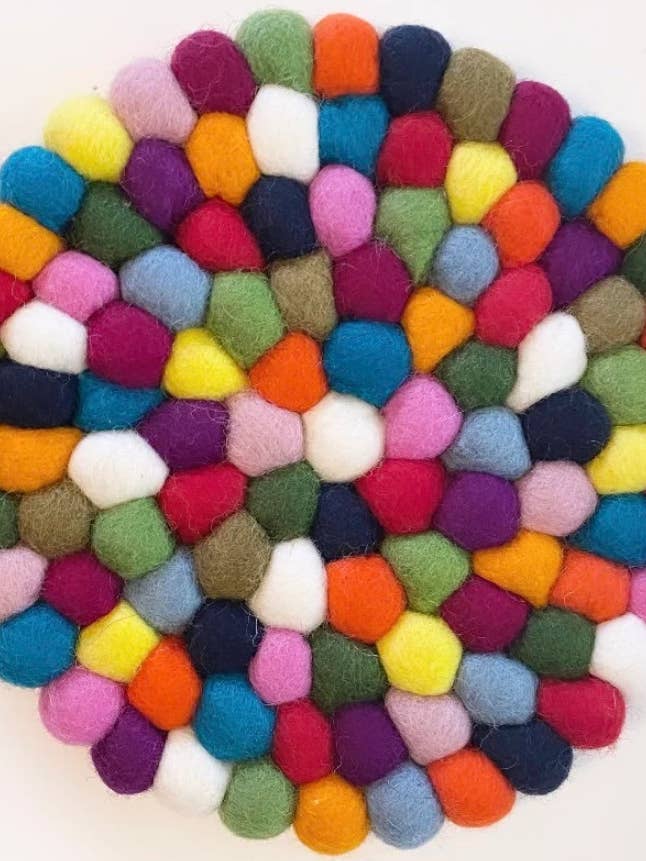 felt ball coasters, coasters, felt coasters colorful for wholesale by EcoCarpets