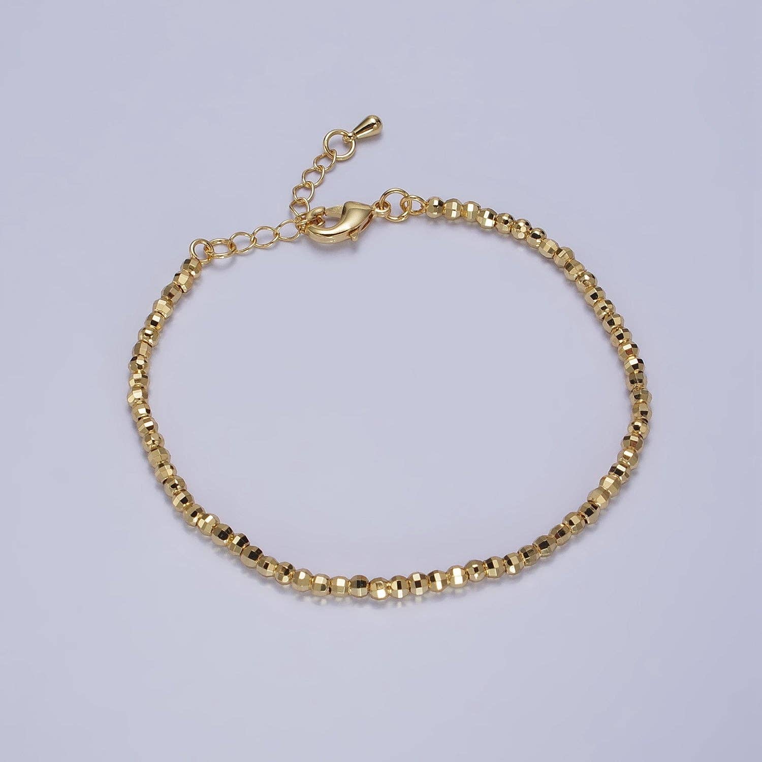 Aim Eternal – wholesale Beaded bracelet – 2.5mm, 3.5mm Gold, Silver Multifaceted Disco Ball Round Bead 7 Inch Chain Bracelet | WA-1572 ~ WA-12750
