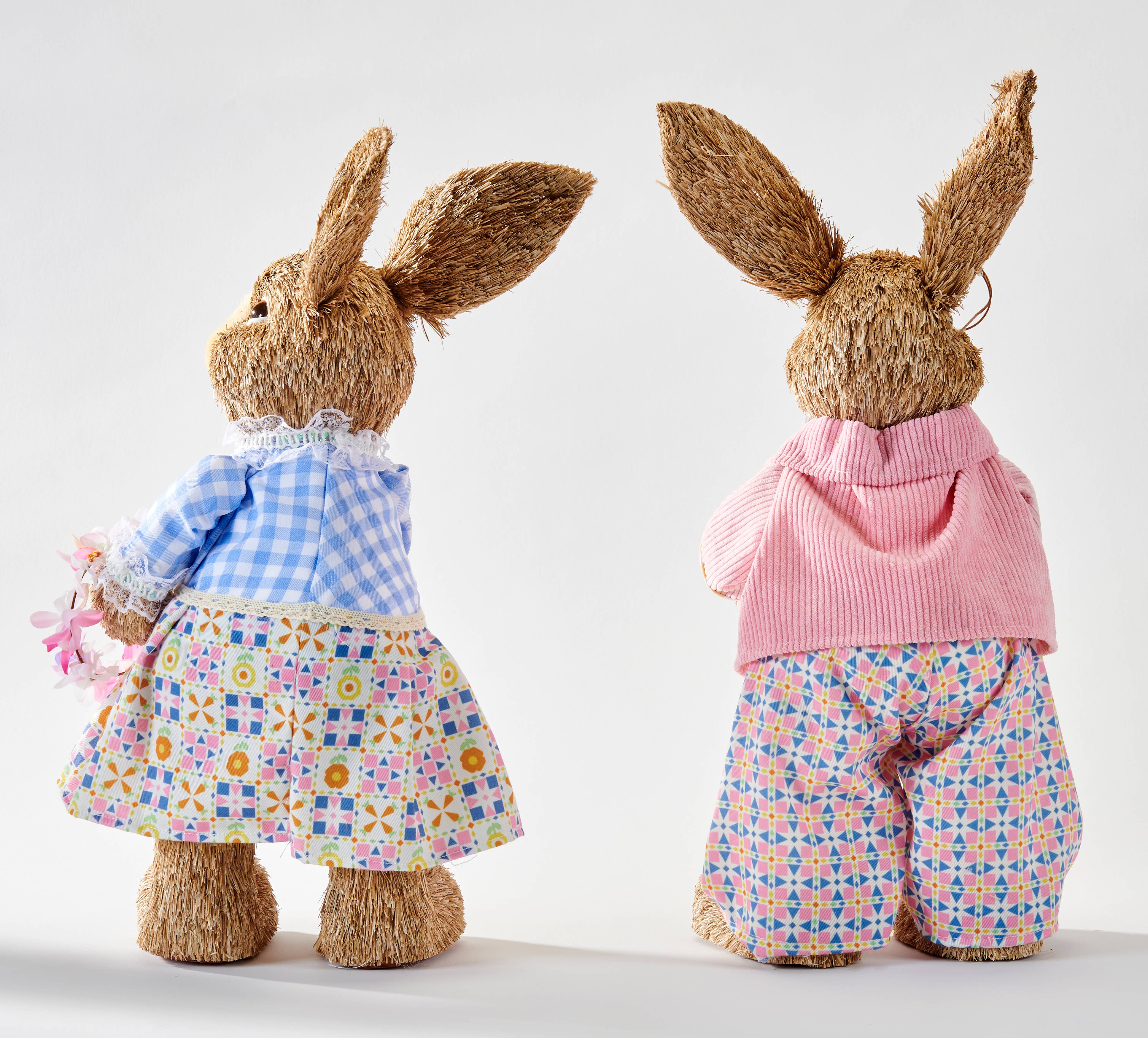 WORTH IMPORTS - Wholesale Decorative Figurine - 20" Standing Easter Bunny Holding Basket of Flowers & Wreath1