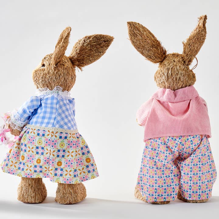 WORTH IMPORTS - Wholesale Decorative Figurine - 20" Standing Easter Bunny Holding Basket of Flowers & Wreath1